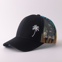 Casquette en maille brodée motif palmier, style décontracté urbain, en stock, vente en gros