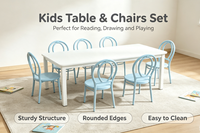 Table de fête rectangulaire d'extérieur pour enfants et ensemble de 8 chaises roses à dossier en boucle, table d'activités empilable facile à ranger pour location d'événements festifs