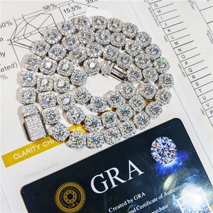 Collana e Bracciale Tennis in <span class=keywords><strong>Argento</strong></span> 925 con Moissanite Taglio Ghiaccio <span class=keywords><strong>D</strong></span> VVS, Catena Cuban Link Hiphop con Certificazione GRA - Product Image 1