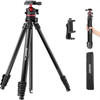 Treppiede da Viaggio NEEWER Basics 66.5"/169 cm per Fotocamera, Supporto Leggero e Portatile per DSLR con Testa a Sfera per Registrazione Video su iPhone