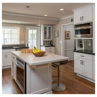 Nouveauté : Ensembles de cuisine en placage de bois artisanal assortis à l'acier inoxydable pour la construction de maisons neuves