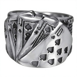 Anillo de póker de Texas Acero inoxidable Royal Flush Band Casino Biker Joyería Mago para Hombres Joyería nocturna para - Product Image 2