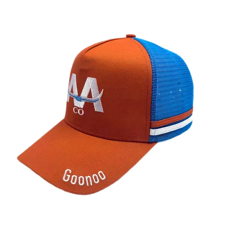 Personalizado de alta qualidade 5 painel trucker chapéus boné de malha bordado multicolor para homens e mulheres snapback esportes bonés