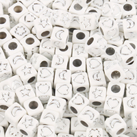 Perles carrées en acrylique, pièces, 6mm, motif fleur, étoile, lune, cœur, pour Bracelets et bijoux, vente en gros