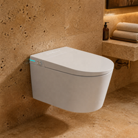 Inodoro Inteligente de Pared con Control Remoto, Bidé Integrado, Asiento con Calefacción, Descarga Automática, Secado con Aire Caliente, Desodorizador, WC de Porcelana