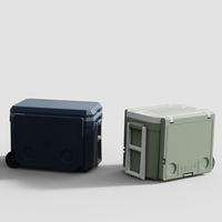 Ensemble glacière portable 32L Boîte isotherme de table pour camping en plein air avec table et deux chaises