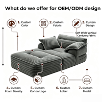 Fauteuil-lit géant en mousse haute densité compressée, sans assemblage requis, avec deux oreillers souples