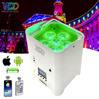 Luz Par Delgada RGBAW+UV 6 en 1 de 6x18W con Control Inalámbrico por Aplicación, Batería Recargable, IP44 para Parques Temáticos, Discotecas, DJ e Iluminación de Escenarios