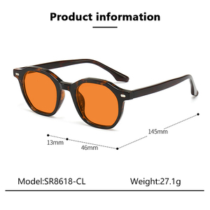 New Round Classic <strong>Fashionable</strong> TR90 Frame Red Orange Yellow Lenses Optical Frame Unisex Anti Blue Light <strong>Glasses</strong> - Product Image 3