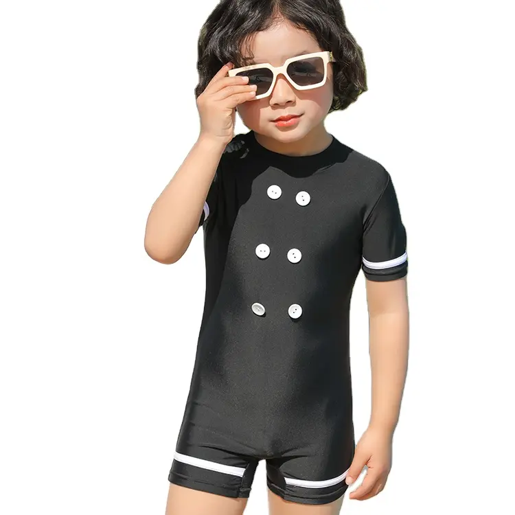 Maillot de bain une pièce noir pour enfants, vêtements de sport