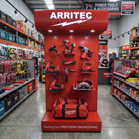 Présentoirs lumineux personnalisés en métal pour outils électriques sur panneau perforé – Supports de présentation pour perceuses électriques – Agencements pour quincaillerie