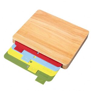 Multi Functional Beech Wooden Chopping <b>Board</b> Index 5 Pcs Kitchen Cutting <b>Board</b> Set with Color Coded Flexible Cutting <b>Mat</b> - Product Image 1