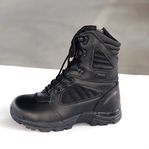 DF Stock Black Cow Leather Black Tactical <b>Boots</b> Long <b>Hiking</b> <b>Boots</b> Genuine Leather with Side Zip or No Zip - Product Image 3