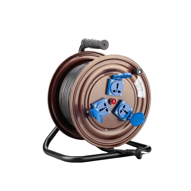 Electric Extension Cord Retractable Cable Reel Industrial 3 Muti Sockets IP44/IP67 T300LK