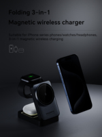 Station de recharge sans fil pliable 15W pour Samsung pour iPhone, plusieurs appareils, chargeur sans fil magnétique 3 en 1 avec lumière nocturne