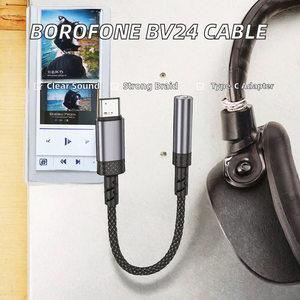 Cable Conversor de Audio Digital <span class=keywords><strong>Borofone</strong></span> BV24 Tipo-C a 3.5mm para Teléfono Móvil, Nuevo, Aleación de Aluminio, Trenzado de Nailon, Protección Contra Cortocircuitos - Product Image 2