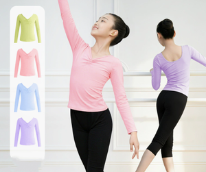 Blusa de Yoga de Manga Larga para Niñas, Top de <span class=keywords><strong>Ballet</strong></span>, <span class=keywords><strong>Ropa</strong></span> de Entrenamiento de Danza, Venta Caliente 2026 - Product Image 1