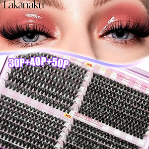 Carnet de cils en grappe DIY effet wispy avec logo personnalisé, extensions de cils DIY marque privée, carnets de cils en grappe volume moelleux en vison pour la vente en gros - Product Image 2