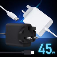 Accessoires électroniques, chargeur mural noir pour le Royaume-Uni, 45 W PD Gan, chargeur de smartphone avec adaptateur de câble USB C pour iPhone Samsung Mobile