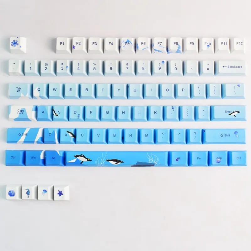 AFLION-teclado de arcoíris Macaron de alta calidad, teclas personalizadas con botón de impresión Digital, bricolaje, 104 teclas
