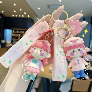 1PC Porte-clés Fille Sakura Mignon, Pendentif de Mode Exquis, Sac à Dos Doux, Poupée pour Voiture, Fabriqué en PVC Écologique, Détail Pompon - Product Image 3