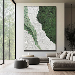 Tùy chỉnh khách sạn trang trí nội thất handmade màu xanh lá cây trừu tượng tường nghệ thuật kết cấu cảnh biển vải tay sơn sơn dầu - Product Image 2