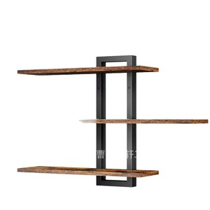 Wooden <b>Wall</b> <b>Mounted</b> <b>Shelf</b> 3 Tier Rectangle Multipurpose Storage Rack For Living Room Home Decor - Product Image 2