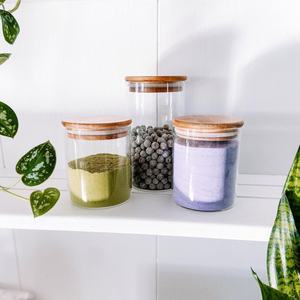 Wholesale Mini Small Home Kitchen cupboard Storage Glass Spice Jars With Bamboo Lid