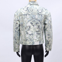 Vente en gros de manteaux en jean jacquard simple boutonnage décontractés pour hommes vestes en jean à revers pour hommes