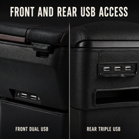 Boîte d'accoudoir universelle pour voiture Foshan Carfu AC-4204, double rangement, cinq ports USB, porte-gobelets, vente en gros OEM, directement de l'usine, personnalisable