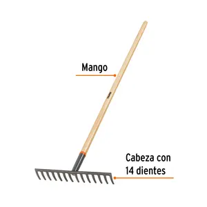 Rastrillo recto Truper de 54 'con mango de 14 dientes - Product Image 2
