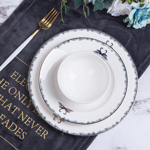 Service de table en céramique Double Swan, assiette à dîner, bol à dîner, vaisselle blanche élégante à la française - Product Image 2