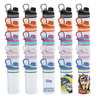 Nouvelle arrivée, bouteille d'eau de sport pour enfants en acier inoxydable 304 de 12 oz, sublimation sous vide, avec poignée et couvercles colorés