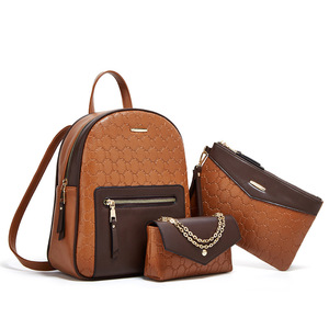 Nouveau <span class=keywords><strong>sac</strong></span> à <span class=keywords><strong>dos</strong></span> décontracté en <span class=keywords><strong>cuir</strong></span> PU pour <span class=keywords><strong>femme</strong></span>, style universitaire, imprimé tendance, ensemble de sacs d'école pour étudiantes - Product Image 1