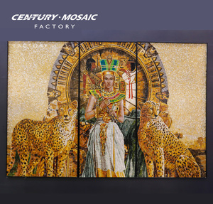 กระเบื้องโมเสคศิลปะลายเสือดาวสีทองแบบสั่งทำพิเศษจาก Centurymosaic สำหรับตกแต่งผนัง - Product Image 1