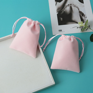 Bolsa de terciopelo rosa con cordón de 8x10 cm para empaque de joyería, bolsa de regalo para almacenamiento de cosméticos y baterías portátiles. - Product Image 1