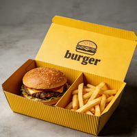 Caja Desechable para Hamburguesas y Papas Fritas, Embalaje de Papel Corrugado Ecológico de Grado Alimenticio, Personalizable, con Relieve y Bronceado para Pollo Frito
