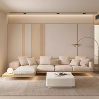 Ensemble de canapés en forme de U en tissu avec base en bois massif pour salon de villa, design moderne