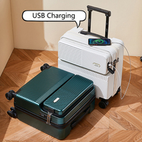 Maleta con ruedas Equipaje de embarque abierto superior frontal de 18 "con carga USB Marco de barra de tracción impermeable de gran capacidad Logotipo personalizado