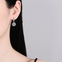 Bijoux hypoallergéniques 925 argent Sterling plaqué Pt950 boucles d'oreilles sac rond 2 carats D couleur Moissanite boucles d'oreilles pour les femmes