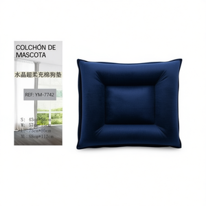 Tappetino per Cani in Velluto Cristallo Blu Scuro con Base Antiscivolo per Letti per Animali - Product Image 2