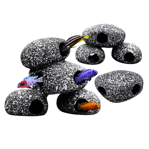 Casa di pesce e gamberetti serbatoio di allevamento tre laghi di pietra di simulazione di ciclidi schivare casa di argilla acquario acquario decorazione paesaggistica - Product Image 1