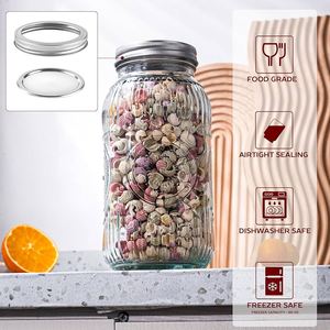 Bình Mason cổ điển 64oz có nắp đậy, miệng rộng 2 <span class=keywords><strong>Quart</strong></span> đóng hộp nửa Gallon, an toàn để lưu trữ, đóng hộp, ngâm, - Product Image 6