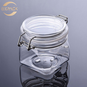 Pot carré transparent en PET de 350 ml avec couvercle à clapet pour soins de la peau, sels de bain, beurre corporel, boue faciale - Product Image 3
