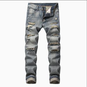 Jeans décontractés pour hommes de haute qualité, nouveau style, pantalon streetwear, broderie fine, imprimé, denim délavé pour l'hiver - Product Image 4