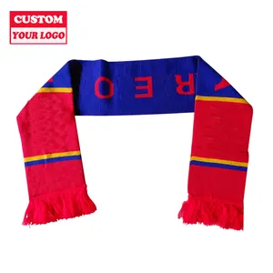 Custom il Logo della tua squadra ha progettato cappellini e set per appassionati di calcio sciarpe 2024 pelliccia donna sciarpa scozzese invernale