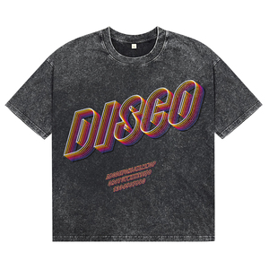 High Quality Acid Wash Garment Dye Men's Oem Service <b>T</b>-<b>Shirts</b> Custom <b>DISCO</b> Print Casual Breathable Cotton Short Sleeve Tees - Product Image 1