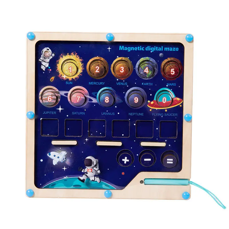 Профессиональная магнитная доска для лабиринта солнечной системы для малышей, деревянная сенсорная головоломка, обучающая цифра, звезда, игрушка для путешествий