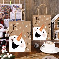 Boutique de Noël personnalisée Sacs en papier kraft recyclables écologiques Poignées torsadées pour l'emballage de bougies Vacances de Noël
