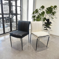 Chaise de salle à manger minimaliste en cuir, chaise d'appoint rembourrée, pieds en métal, siège rembourré pour la maison, le bureau, l'hôtel